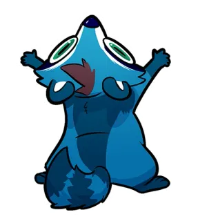 🙌 енот, синий, животное, мультфильм, милый, стикер telegram sticker