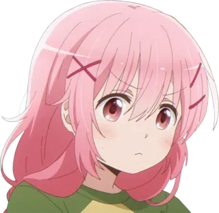 🤨 anime, cewek, rambut pink, imut telegram sticker