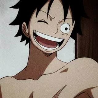 🍖 Monkey D. Luffy One Piece 애니메이션, 만화, 원피스, 루피, 몽키 D. 루피, 만화영화, 윙크, 미소 telegram sticker