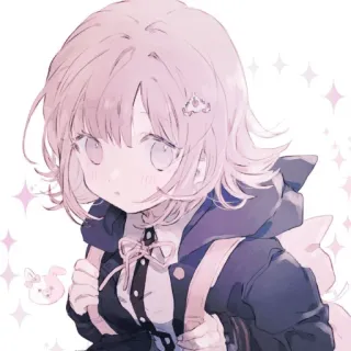 😯 Anime, Carino, Ragazza, Rosa, Cartone animato, Illustrazione telegram sticker