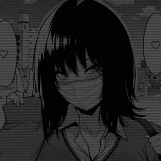 🖤 anime, segno di pace, cartoni animati, cuori, maschera telegram sticker