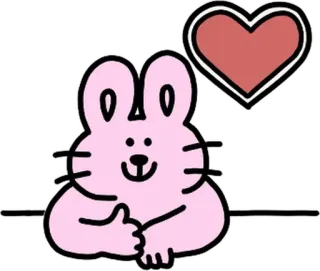 💬 토끼, 하트, 귀여운, 핑크, 동물 whatsapp sticker