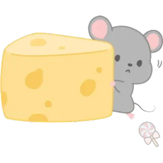 🐀 мышь, сыр, милый, каваий, мультфильм, животное, конфета, леденец telegram sticker