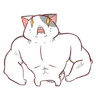 💪 cat, muscular, strong, cartoon, animal telegram sticker