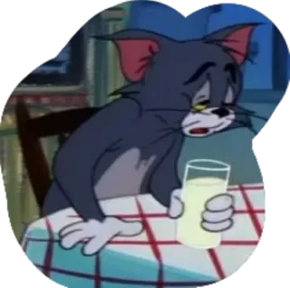 😵 Tom Tom and Jerry triste, cartone animato, tom e jerry, tom, bere, malinconia telegram sticker
