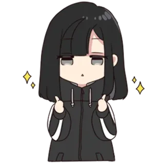 🦄 Garota anime, Chibi, Fofo, Brilho, Jaqueta, Joinha telegram sticker