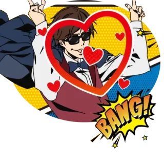 😎 BANG! Бум, Ономатопея, Мультфильм, Сердце, Солнцезащитные очки, Поп-арт telegram sticker