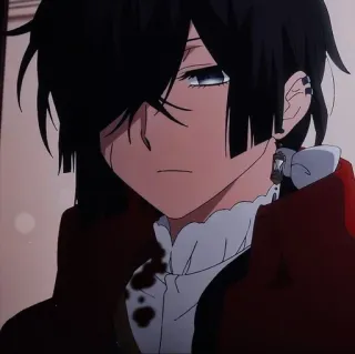 😐 anime, manga, character, black hair, anime style, illustration telegram sticker