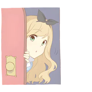 😶 Alice Alice in Wonderland anime, girl, door, peeking, wonderland, cute telegram sticker