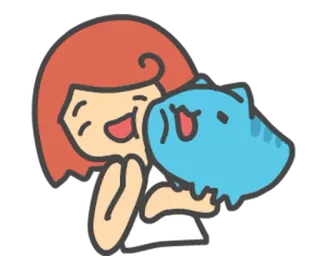 🖼 desenho animado, feliz, menina, animal, fofo, personagem, ilustração whatsapp sticker