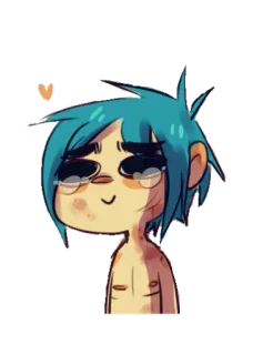 ☺️ 2-D Gorillaz Cartone animato, Personaggio, Triste, Emozionale, Musica, Band telegram sticker