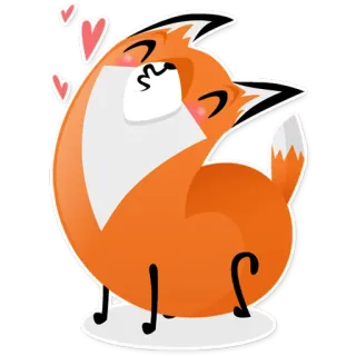 😘 volpe, carino, animale, sticker, cartone animato, kawaii whatsapp sticker