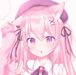 🍓 Anime, Ragazza gatto, Kawaii, Rosa, Carino, Manga whatsapp sticker