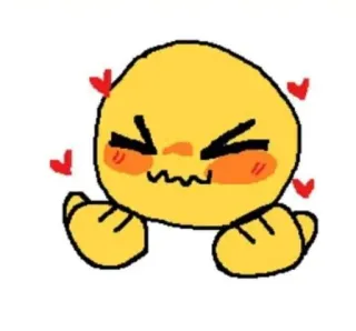😆 Emoji, Amore, Carino, Arrossire, Giallo, Cartone animato telegram sticker