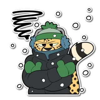 ❄️ 치타, 동물, 겨울, 추운, 눈, 재킷, 털복숭이 telegram sticker