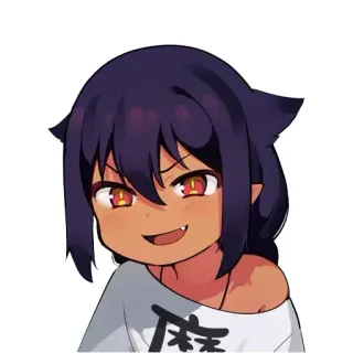 😏 麻 Anime, Imut, Kulit gelap, Telinga kucing telegram sticker