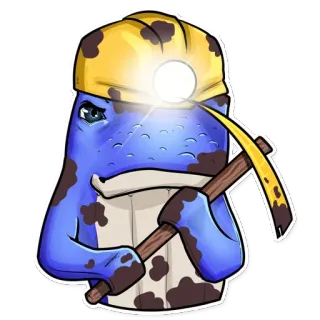 ⛏ rã, mineiro, picareta, capacete, desenho animado telegram sticker
