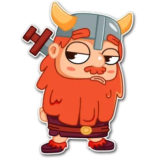 🤨 viking, dessin animé, épée, casque, barbe, drôle whatsapp sticker