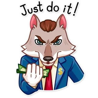 😤 Just do it! loup, costume, argent, dollar, affaires, animal telegram sticker