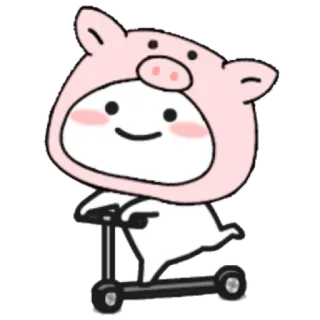 🐷 süß, schwein, roller, cartoon, tier, charakter telegram sticker