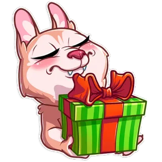 🎁 chien, cadeau, cadeau, mignon, dessin animé, fête, vacances telegram sticker