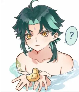 🌟 Xiao Genshin Impact anime, genshin impact, xiao, videogame, personagem, pato, fofo telegram sticker