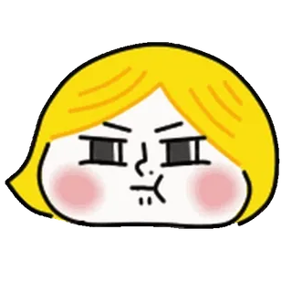 👩 Cartone animato, Faccia, Donna, Arrabbiata, Espressione, Bionda, Adesivo telegram sticker
