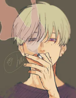 🚬 Anime, Fumo, Sigaretta, Cartone animato, Maschio, Disegno telegram sticker