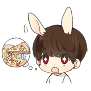 🍕 Dibujos animados, Anime, Orejas de conejo, Pizza, Lindo, Pensando telegram sticker