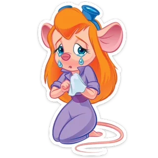 😭 Gadget Hackwrench Chip 'n Dale: Rescue Rangers Kartun, Disney, Tikus, Gawai, Sedih, Menangis, Karakter telegram sticker
