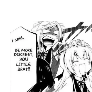 😡 I said, BE MORE DISCREET, YOU LITTLE BRAT!! Anime, Mangá, Quadrinhos, Raiva, Gritos, Pirralho telegram sticker