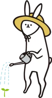 💦 coniglio, giardinaggio, irrigazione, animale, carino, cappello telegram sticker