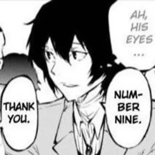 🌟 THANK YOU.
NUMBER NINE.
AH, HIS EYES Anime, Manga, Postać, Wyraz, Sztuka telegram sticker