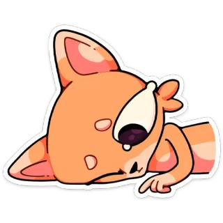 🤪 endormi, mignon, animal, chien, couché, orange telegram sticker