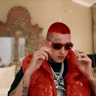 😡 love uomo, capelli rossi, occhiali da sole, tatuaggio, collana telegram sticker