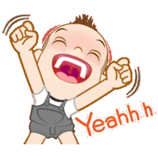 😃 Yeahhh feliz, emocionado, alegría, celebración, éxito, alegre whatsapp sticker