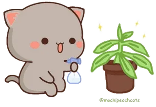 🪴 gato, planta, lindo, regando, kawaii, pegatina telegram sticker