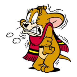 ☃ Jerry Tom and Jerry Cartone animato, Topo, Freddo, Neve, Sciarpa whatsapp sticker