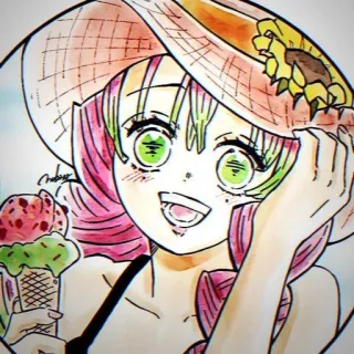 😭 Mitsuri Kanroji Demon Slayer Anime, Musim Panas, Kawaii, Lucu, Es Krim, Demon Slayer, Mitsuri Kanroji telegram sticker