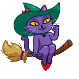 👋 Katze, Hexe, Besen, Halloween, Cartoon, Tier, Magie telegram sticker