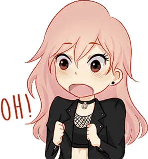 😯 OH! Ragazza anime, Scioccato/a, Cartone animato, Espressione, Carino/a, Sorpreso/a whatsapp sticker