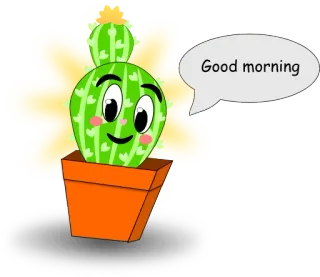 ☀️ Good morning кактус, доброе утро, приветствие, растение, цветок, суккулент whatsapp sticker
