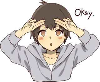 ✌️ Okay. anime, chłopak, słodki, ok, zgoda, gest telegram sticker