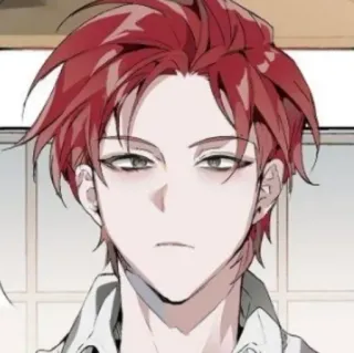 🥢 anime, pelo rojo, masculino, personaje, retrato telegram sticker