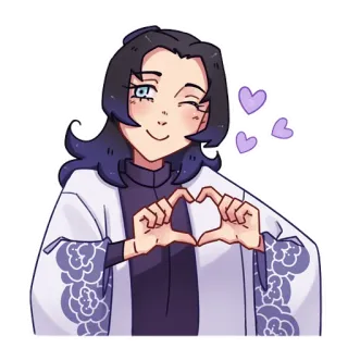 ❤️ 动漫, 角色, 比心, 紫色, 粉丝作品 telegram sticker