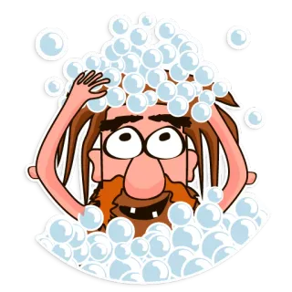 🛁 Cartoon, Schaumbad, Seife, Dusche, Sauber telegram sticker