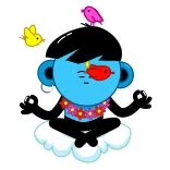 😌 การทำสมาธิ, เซน, การ์ตูน, สีน้ำเงิน, จิตวิญญาณ, สงบ telegram sticker