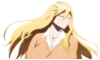 😇 anime, rubia, chica, feliz, sonriendo whatsapp sticker