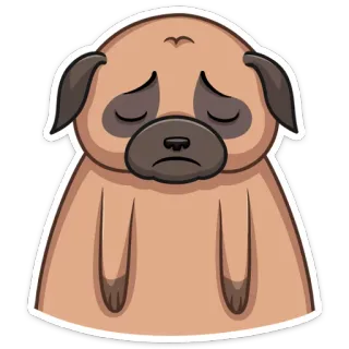 😞 sad, pug, dog, animal, cute, cartoon telegram sticker