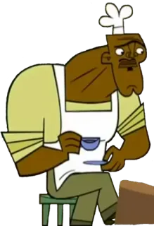 ☕️ Chef Hatchet Total Drama dessin animé, chef cuisinier, personnage, cuisinier, animé, total drama, hatchet whatsapp sticker